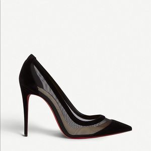 Christian Louboutin Black Mesh Heels with Red Soles